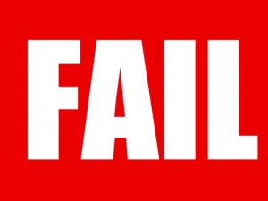 Fail written in white on red.